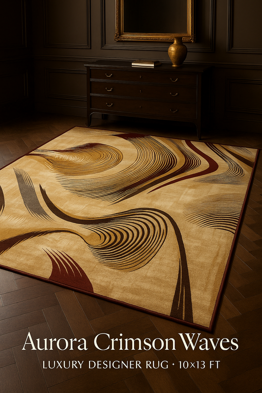 Aurora Crimson Waves – Contemporary Luxury Rug (10×13 ft)